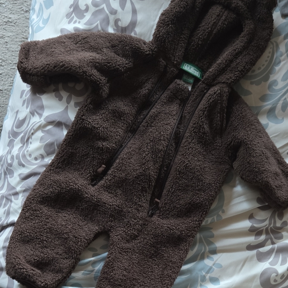 L.L. Bean Chocolate Brown Kids One Piece Footie